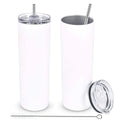 Watersy Bulk Personalized Tall 20 Ounce Straight Skinny Sublimation Blanks DIY Travel Tumblers Cups with Lid and Metal Straw