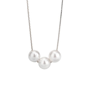 New Arrival 925 Sterling Silver Simple Box Chain 6mm Shell Pearl Pendant Necklace Women Jewelry Wholesale