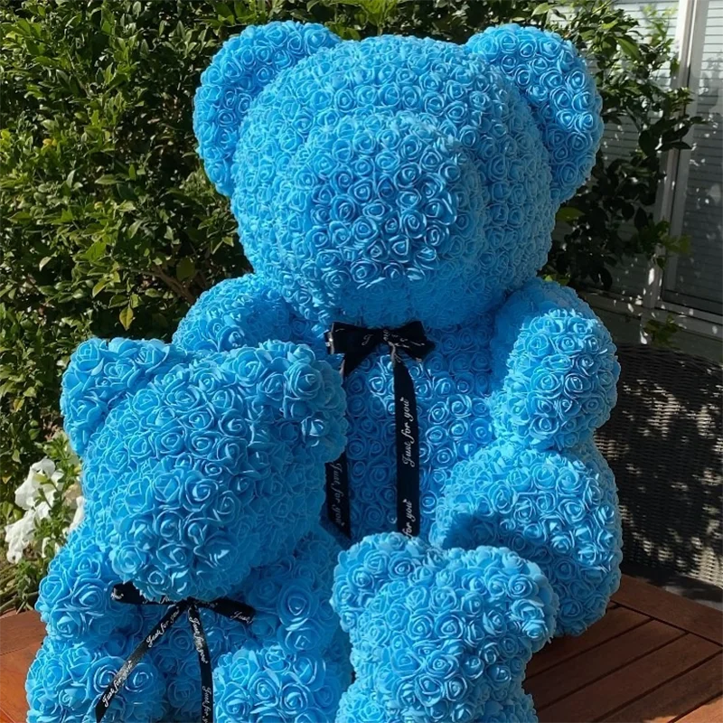 Rosa 25cm 40cm 70cm Red Pe Foam Artificial Preserved Flower Rose Bear Valentine's Day Gift Teddy Roses Bear with Box Gift