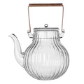 Factory Custom 750ml Lead Free BPA Free Handmade Classic Borosilicate Glass Teapot with Copper Handle for Tea Brew