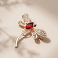 Women Girls Cubic Zirconia Red Rhinestone Pins Clip Cute Dragonfly Lapel Brooch Pin for Jackets Dress