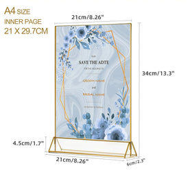 Classic Gold A4 Size Display Rack Double Sided Flyer Holder Table Menu for Wedding Table Classic Picture Frame Design