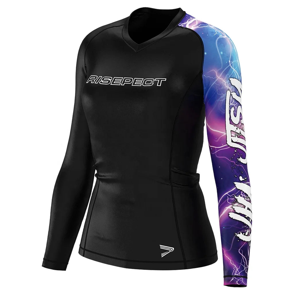 RISE SPORTSWEAR Wholesale Top Quality Women Ladies Girls Bjj Mma Jiujitsu Female Rash Guard Compression Shirt