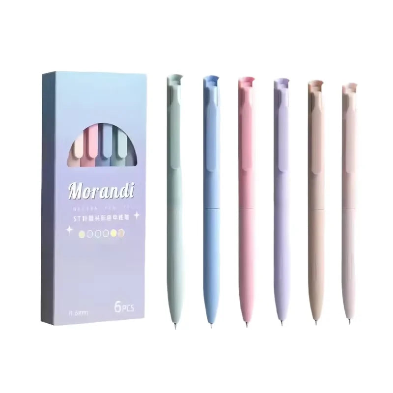 Cute Candy Morandi Colored Gel Pen Fine Soft Feel Office School Colorful Gel Pens Set Stationery Customize 0.5mm Ball 6 Pcs/box