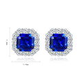 Hot Sale Exquisite S925 Silver Lab Grown Sapphire Stud Earrings Classic Light Luxury Geometric Shape Anniversary Party Jewelry