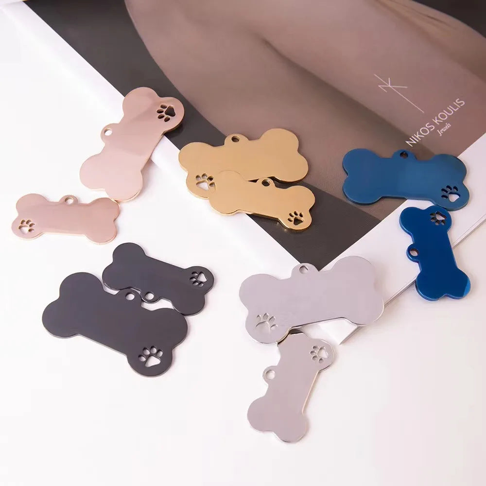 Fine Pendants Charms Custom Engraved Mirror Dog Tags Anti-lost Collar Nameplate Stainless Steel Pendant