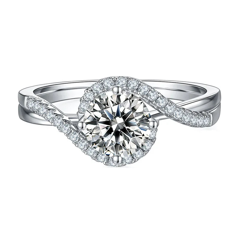 Moissanite Diamond Engagement Ring Free Certificate S925 Silver Rhodium Plated 0.5/1/2/3ct Angel Kiss Solitaire  R.GEM.