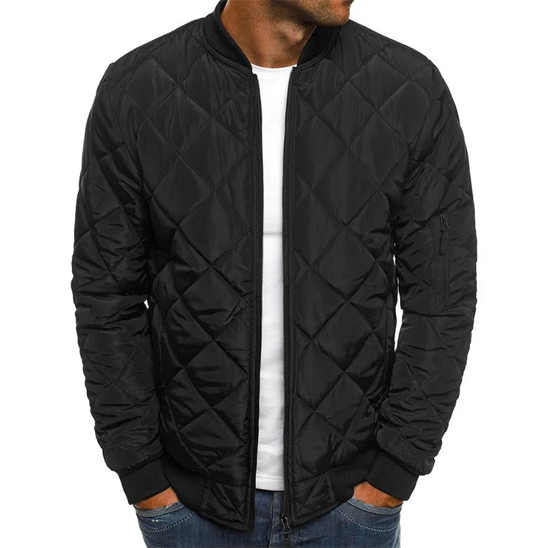 Winter New Jacket Men's Baseball Collar Mesh Pressed Lightweight Jacket Vintage Flight Casual Long Sleeve