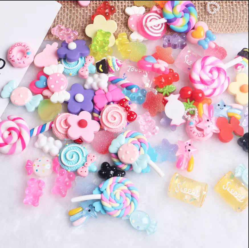 Kawaii Accessories Resin Charms Christmas Candy Flower Fruit Nail Art DIY Accessories 3D Nail Charms in Box