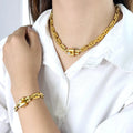 Trendy Polished Stainless Steel Jewelry Set Gold Silver Color Personalized Chain Unique Design Gift