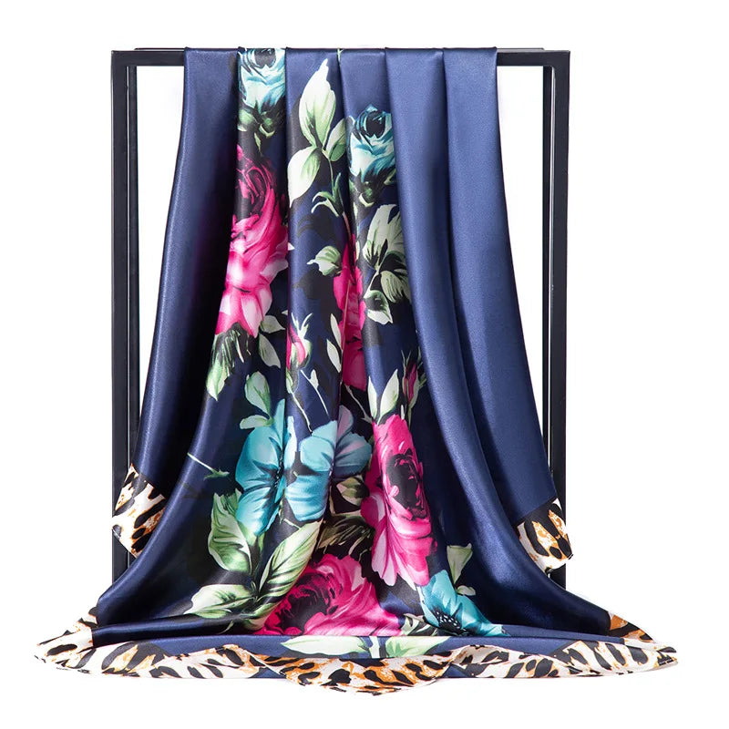Scarf Square Printed Oversized Luxury Head Islamic Hijab Satin Scarves