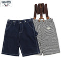 Casual Summer Men's Breathable Denim Shorts X Y TYPE Stripe Patterned Canvas Mid-Length Railway Inspired Streetwear Suspender