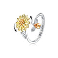2025 Personalized Open Adjustable Fidget Rings Sunflower Spinner Ring Flower Moon Star Stackable Rings