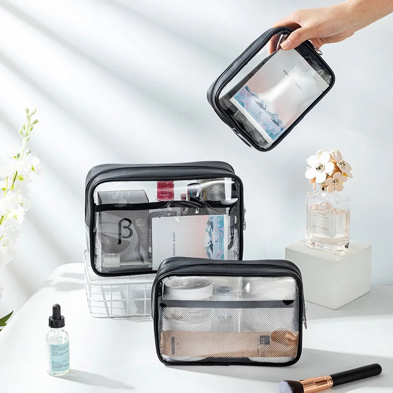 Wholesale Luxury Lash Supplier Eco Friendly PVC PE Leather Waterproof Travel Makeup Cosmetic Pouch