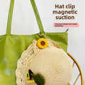 Travel Gift Original In-Stock Strong Magnetic PU Leather Hat Glasses Storage Clip Exquisite Bag Hanger Green Leaf Flower Pendant