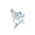 Abiding 925 Sterling Silver Natural Sky Blue Topaz Gemstone Fashion Bird Animal Jewelry Rings Women