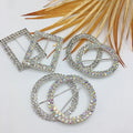 SINRONG Customizable Clothing Buckles Round Crystal Rectangle Ellipse Glass Rhinestone Stretch Feature Fashionable Buckle Ribbon