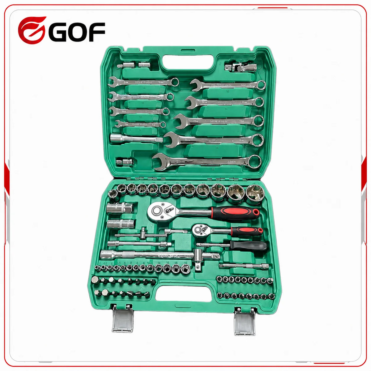82pcs Carbon Steel CR-V Auto Repair Tool Kit Mechanics Hand Tools with Socket Wrench Combination Hard Case OEM Customizable MegaBDM