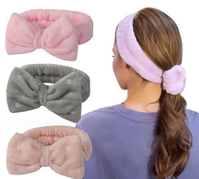 New Arrival Coral Fleece Button Tied Bow Headband butterfly Knot Hair Band with Button Closure