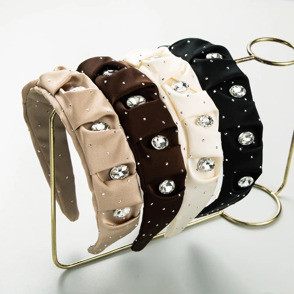 Fashion Simple Hair Accessories Full of Star Rhinestone Headband Women's Fabric Wide Edge Headband All Pressure Hair Accessories