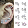 Zuola Fashion Jewelry Screw Ear Piercing Stud Earring Women Stainless Steel 18K Gold Plated Geometric Crown Zircon Earrings