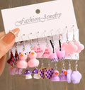 Cartoon Funny Duck Frog Drop Earring Set Cute Butterfly Heart Mushroom Cloud Earrings Woman Cute Lovely Girl Kids Jewelry Gift
