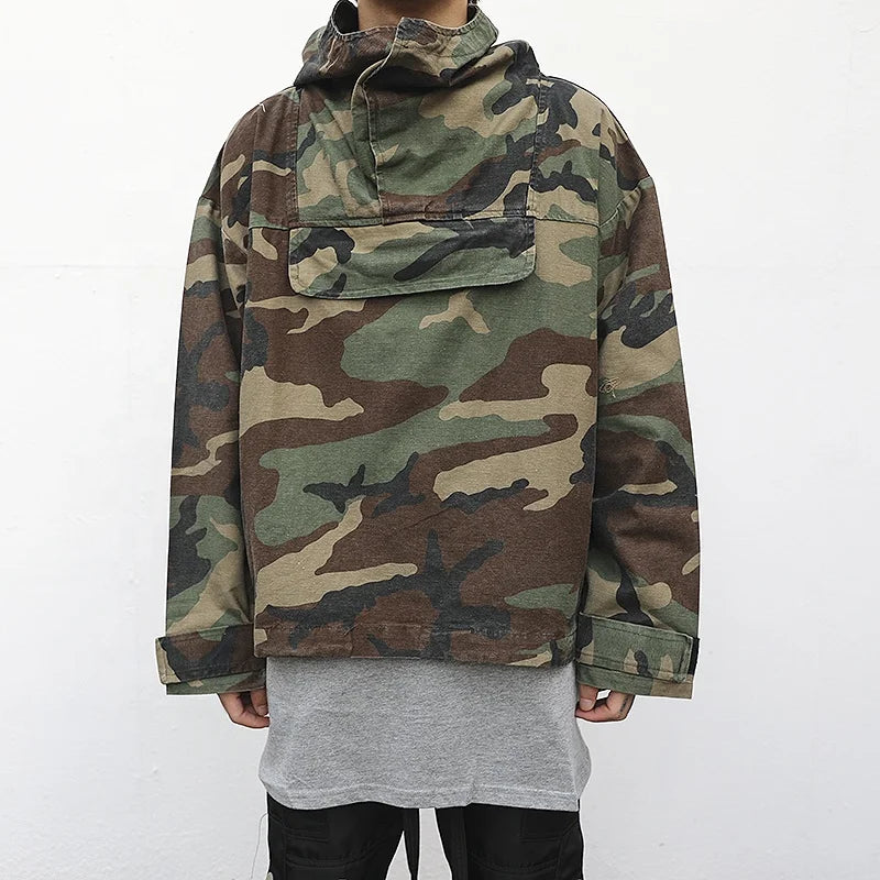 OEM Private Label Men Custom Stock Dropshipping Camo Jacket With Hood