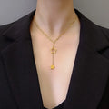 Stainless Steel Big Chain with Star Pendant Tassel Necklace