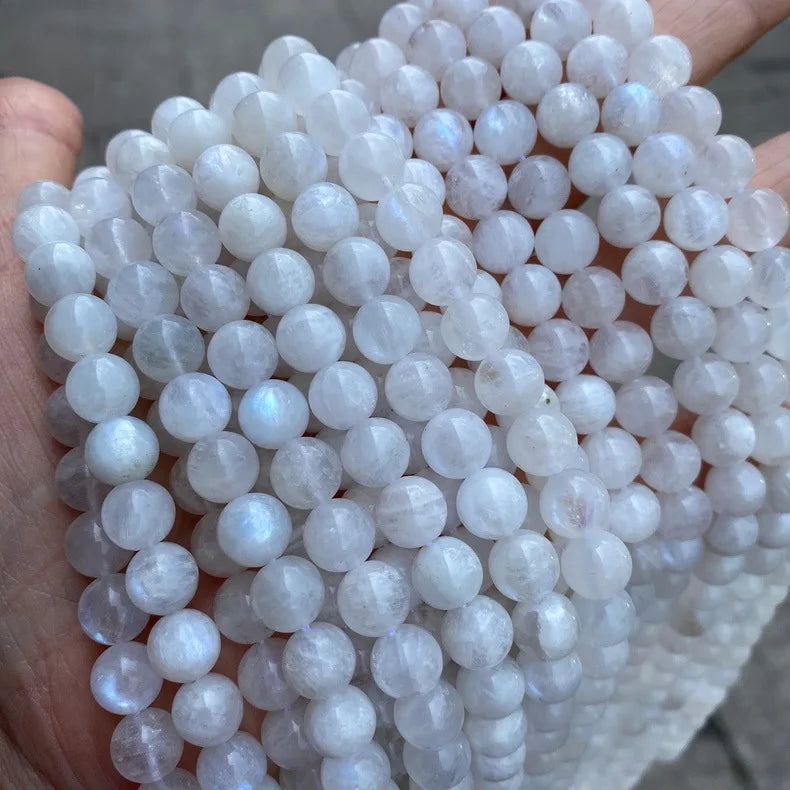 Factory Wholesale High Quality Natural rainbow Moonstone Beads Jewelry Making Real Round Gem Stone Loose Beads Blue Moonstone