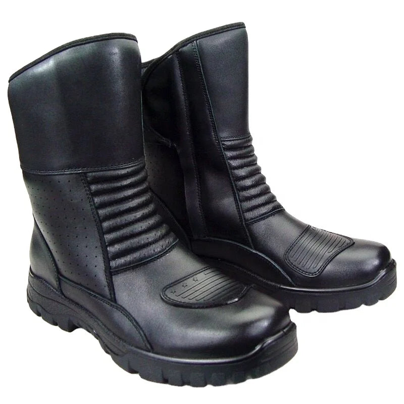 Black Sports Shoes Moto Cow Leather Boots Summer Winter Motocross Boots Breathable Warm Riding Retro Gear Protective Gear