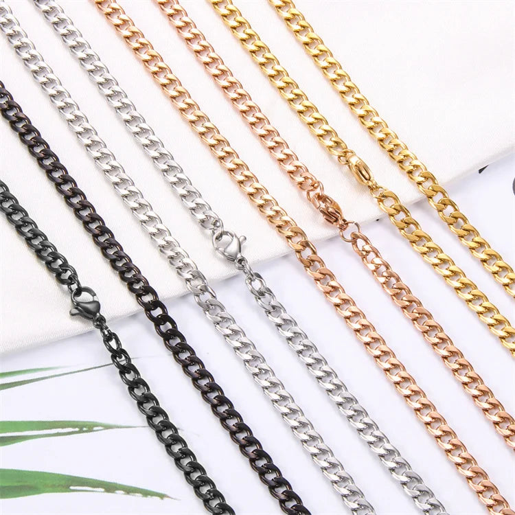 Factory Hot Sale 316 Stainless Steel NK Necklace Flat Figaro Chain