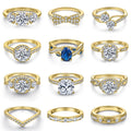 Fine Jewelry 925 Silver/14K or 18K Gold Plated Cubic Zirconia Wedding Ring for Women