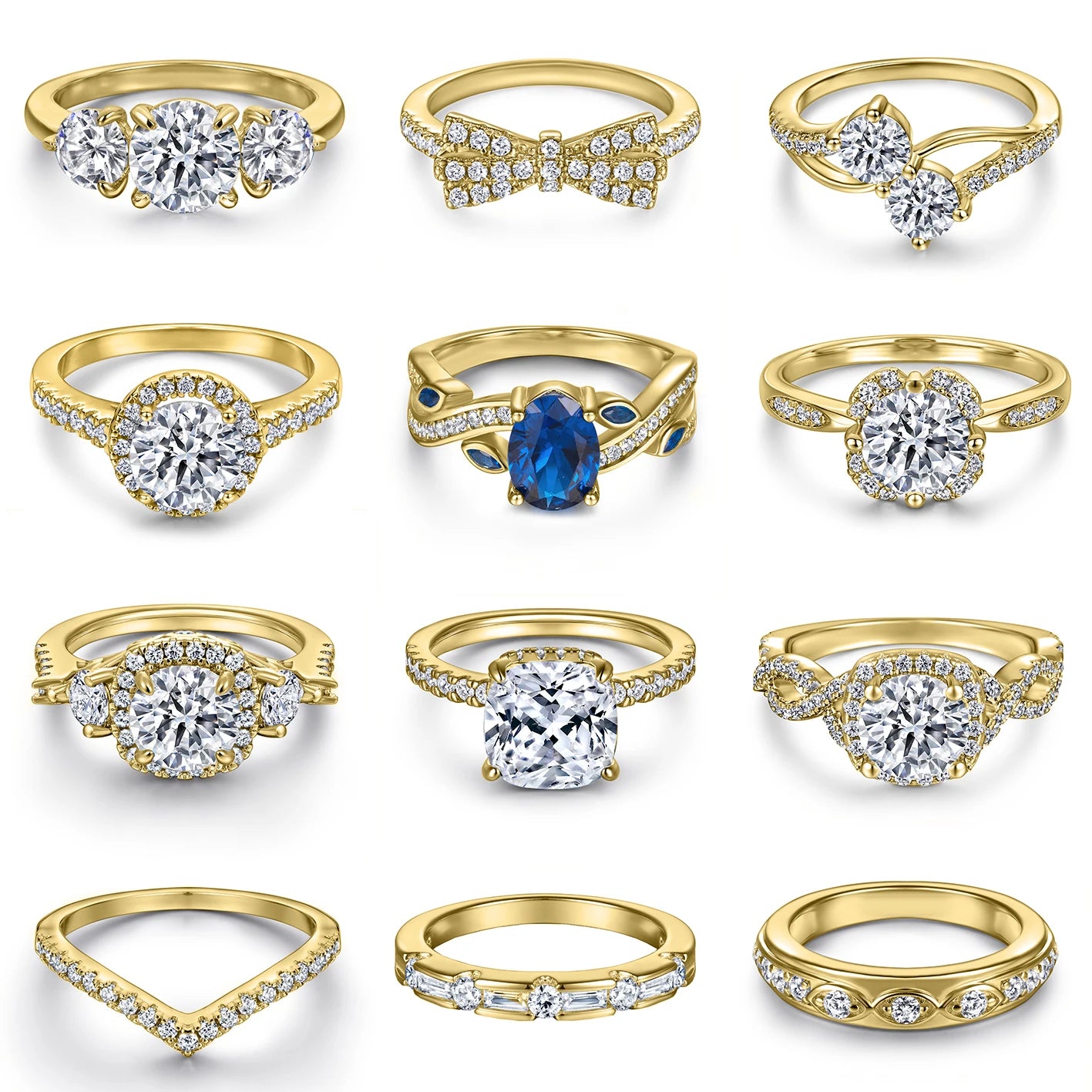 Fine Jewelry 925 Silver/14K or 18K Gold Plated Cubic Zirconia Wedding Ring for Women