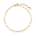 Gemnel Hot Selling 925 Silver 18k Gold Rectangle Paperclip Chain Anklet Boyfriend Bracelet