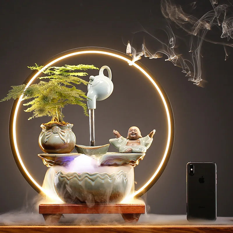 Gifts Factory Price Incense Holder Incense Stick Led Light Backflow Waterfall Incense Burner