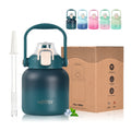 Watersy High Quality Big Belly 800ml 304 Stainless Steel Double Wall Vacuum Insulated Leak-Proof Coffee Tumbler Handle Straw