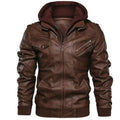 New Fashion Male Street Wear Winter Zipper Jacket With Hood Mens PU Leather Biker Jacket