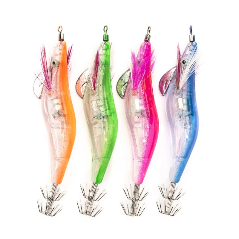 Outdoor Fishing LED Electronic Luminous Shrimp Squid 10cm Night Fishing Squid Jigs Lure Bass Bait Fish Tackle Tool Accessory