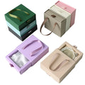 Customized Logo Luxury Ribbon Cardboard Ring Bracelet Storage Drawer Jewelry Box Sliding Handle Design Packaging Jewelry Box