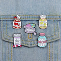 Cartoon Medicine Bottle Brooches Cute Custom Coat Hat Lapel Clothes Doctor Nurse Jewelry Gift Hospital Badge Metal Wholesale