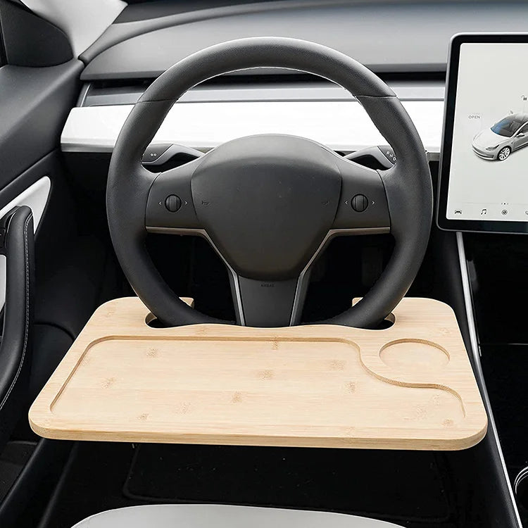 Newest Design Portable Bamboo Car Tray Table Steering Wheel Tray Table Steering Wheel Car Desk