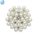 Custom White Pearl Brooches Metal Rhinestone Brooch Pins Women Suits Accessories