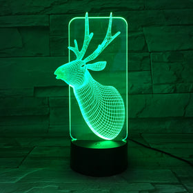 RGB 3D Led Lamp 16 Color Changing Acrylic Night Light Deer Shape Desk Table Lamp Mini Led Lights with CE Certificated