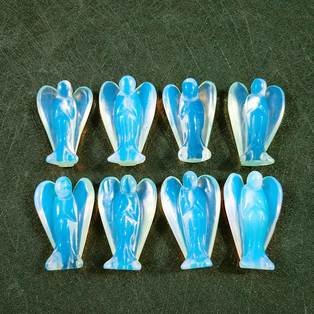 Huiying Opalite Angel 1.5 Inch Vivid Carved Natural Healing Crystal Angel for Home Decor Crafts