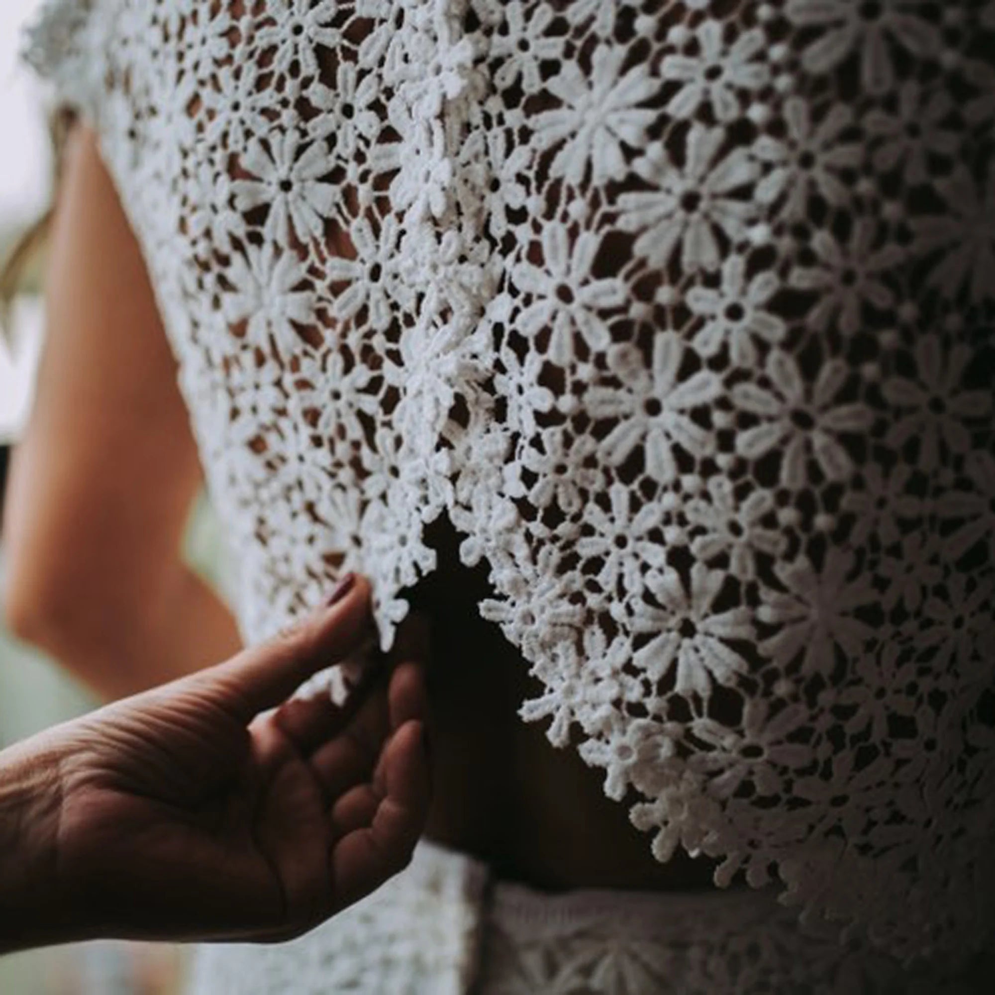 White Small Sunshine Flower Guipure Wedding Embroidery Bridal Dress Lace Fabric