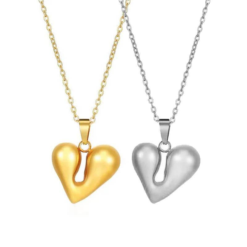 Custom Waterproof 18K Gold Plated Stainless Steel Jewelry Trendy Irregular Heart-Shaped Pendant Necklaces for Women Geometric
