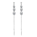 ZHILIAN Stud Earrings 925 Sliver Multi-layer Cubic Zirconia Long Tassel Drop Earrings for Women Party Wear