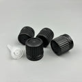 Factory 18mm 18/410 Black Ribbed Plastic Dropper Caps with Safety Ring Tamper Evident Essential Oil Orifice Reducer Plug Cover