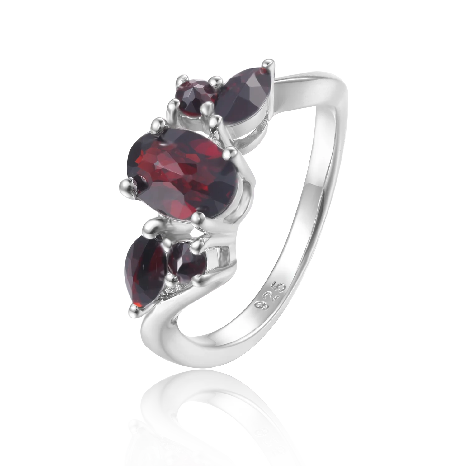 Abiding Flower Ring 925 Sterling Silver Jewelry Natural Garnet Stone Fashion Classic Wedding Ring Women for Bridal