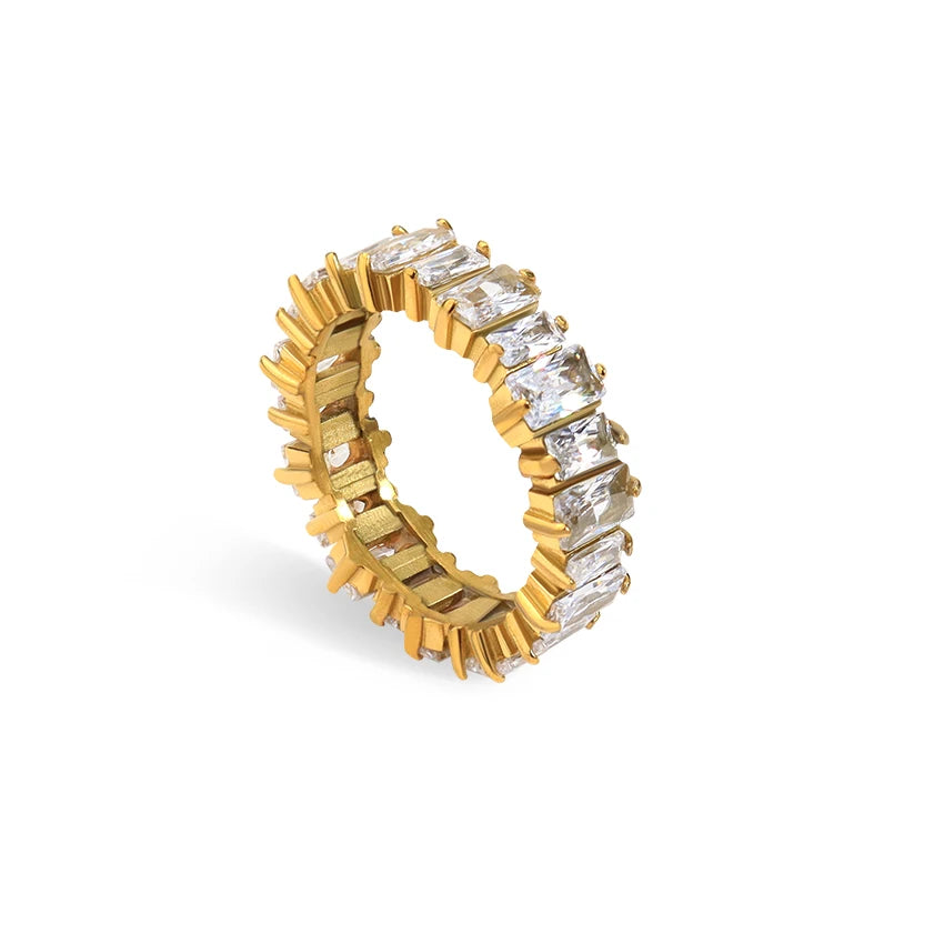 Original Fashion Gold Plated Zircon Jewelry Sets Diamond Band Ring Eternity Engagement & Wedding Ring for Woman